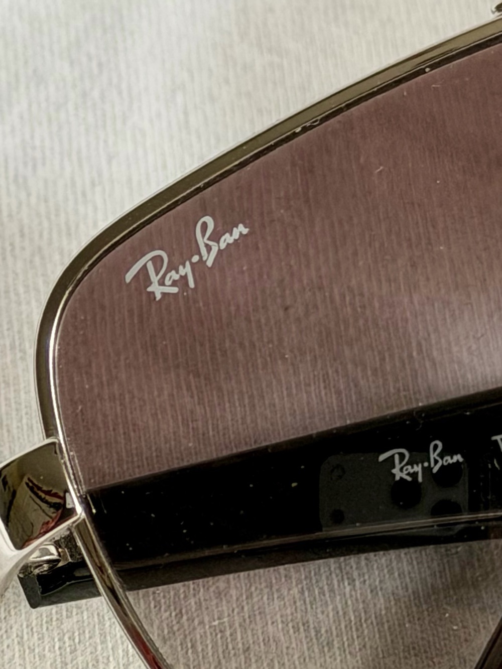 Ray-Ban Silver Frame Sunglasses with Gradient Brown Lenses and Black Temples - Picture 3 of 6